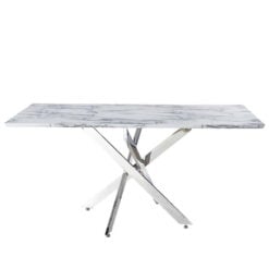 Aurelia Chrome Rectangular Dining Table With A White Marble Effect Top 160cm