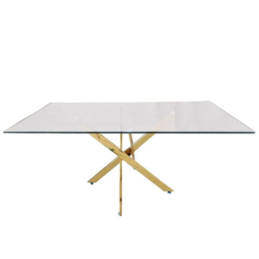 Aurelia Gold Metal And Glass Rectangular Dining Table 160cm