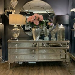 Belfry Antique Champagne Gold Mirrored Glass 6 Drawer Chest of Drawers