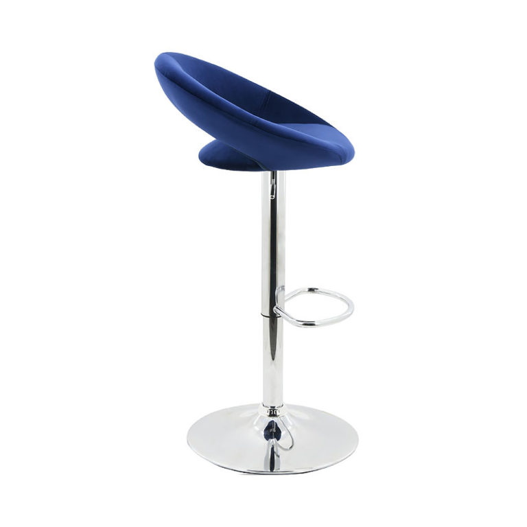 Blue Velvet And Chrome Orb Kitchen Bar Stool Picture Perfect Home