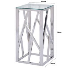 Claudette Stainless Steel And Glass Telephone Table End Side Table