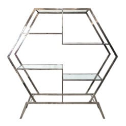 Lennox Hexagon Chrome Frame And Clear Glass Showcase Display Unit