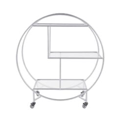 Lennox Steel and Clear Glass 3 Tier Round Drinks Trolley Display Unit