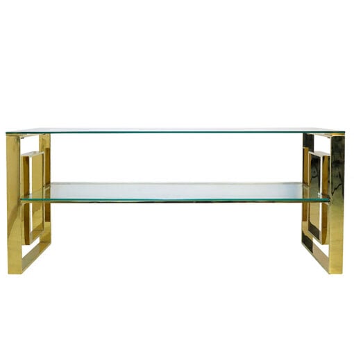 Plaza Gold And Clear Glass Entertainment Unit Media Unit TV Stand