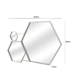 Silver Metal Hexagon Decorative Wall Mirror 100cm
