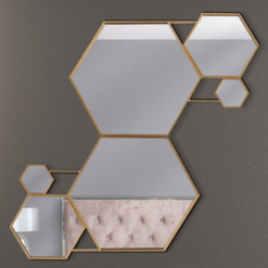 Gold Metal Hexagon Decorative Wall Mirror 100cm