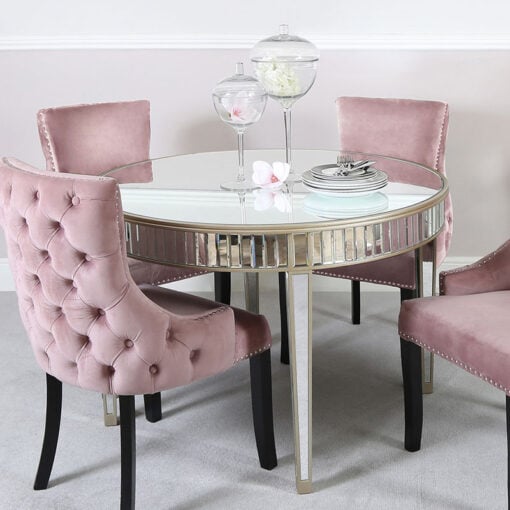 Athens Gold Round Mirrored Dining Table