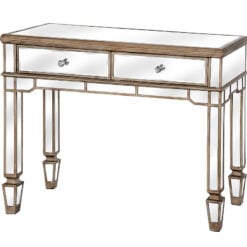 Belfry Antique Gold 2 Drawer Mirrored Console Table Hallway Table