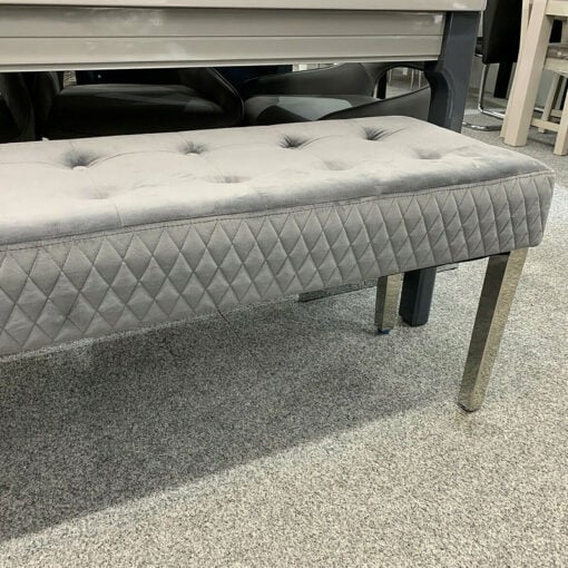 Camilla Grey Velvet And Stainless Steel Tufted Hallway Bedroom Bench