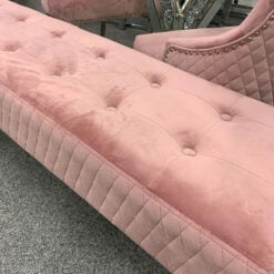 Camilla Pink Velvet And Stainless Steel Tufted Hallway Bedroom Bench