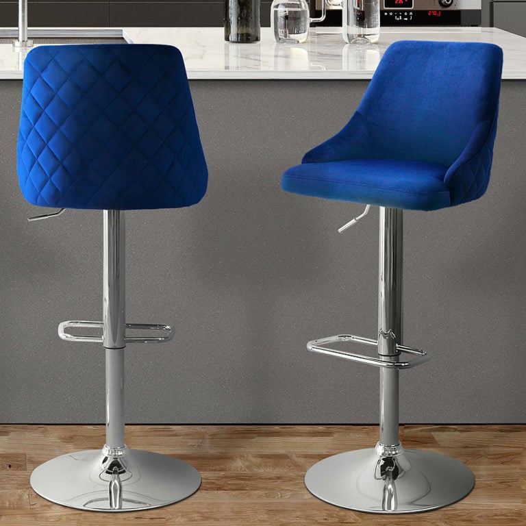 Jovi Blue Velvet Bar Stool Kitchen Stool Picture Perfect Home
