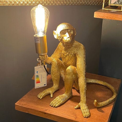 Quirky Statement Gold Monkey Ape Animal Resin Table Lamp Bedside Light
