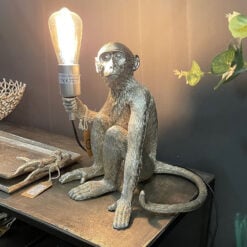 Quirky Statement Silver Monkey Ape Animal Resin Table Lamp Bedside Light