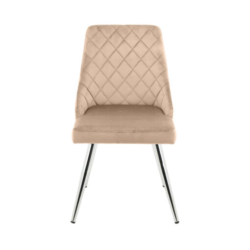 Skyla Champagne Velvet Dining Chair With Stainless Steel Legs