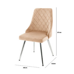 Skya Champagne Velvet Dining Kitchen Chair With Stainless Steel Legs