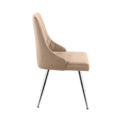 Skya Champagne Velvet Dining Kitchen Chair With Stainless Steel Legs