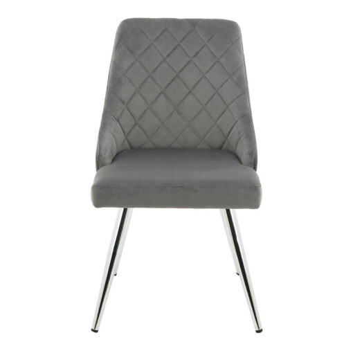 Skyla Grey Velvet Dining Chair With Stainless Steel Legs