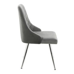 Skya Grey Velvet Dining Kitchen Chair With Stainless Steel Legs