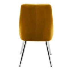 Skya Mustard Velvet Dining Kitchen Chair With Stainless Steel Legs