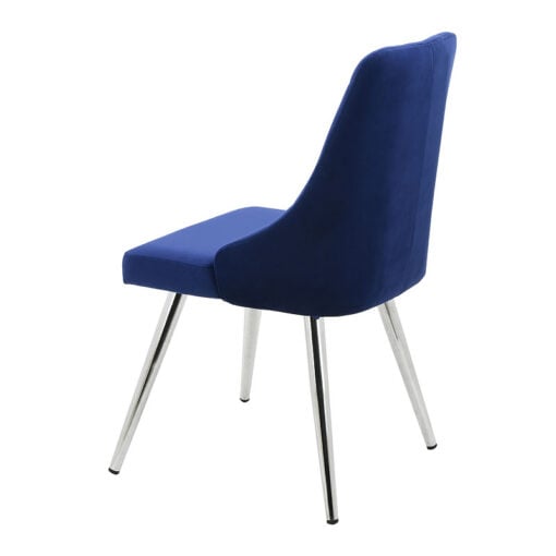 Skyla Royal Blue Velvet Dining Chair With Stainless Steel Legs