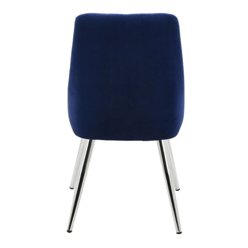 Skyla Royal Blue Velvet Dining Chair With Stainless Steel Legs