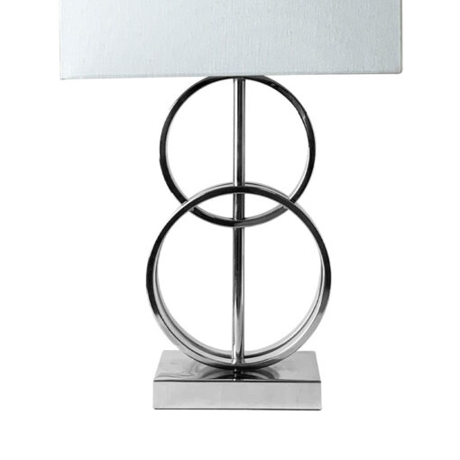 70cm Nickel Table Lamp With White Linen Shade