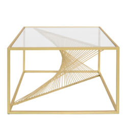Ava Gold Metal And Clear Glass Coffee Table With Unique Design