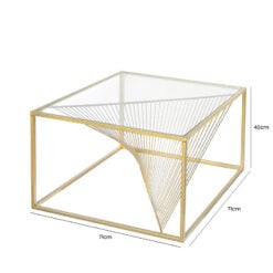 Ava Gold Metal And Clear Glass Coffee Table With Unique Design