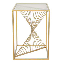 Ava Gold Metal And Clear Glass Side End Table With Unique Design