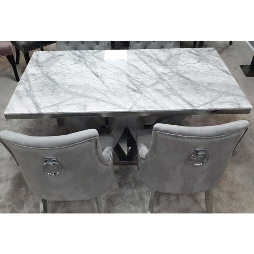 Camilla Grey Marble Top Dining Table With A High Gloss Base