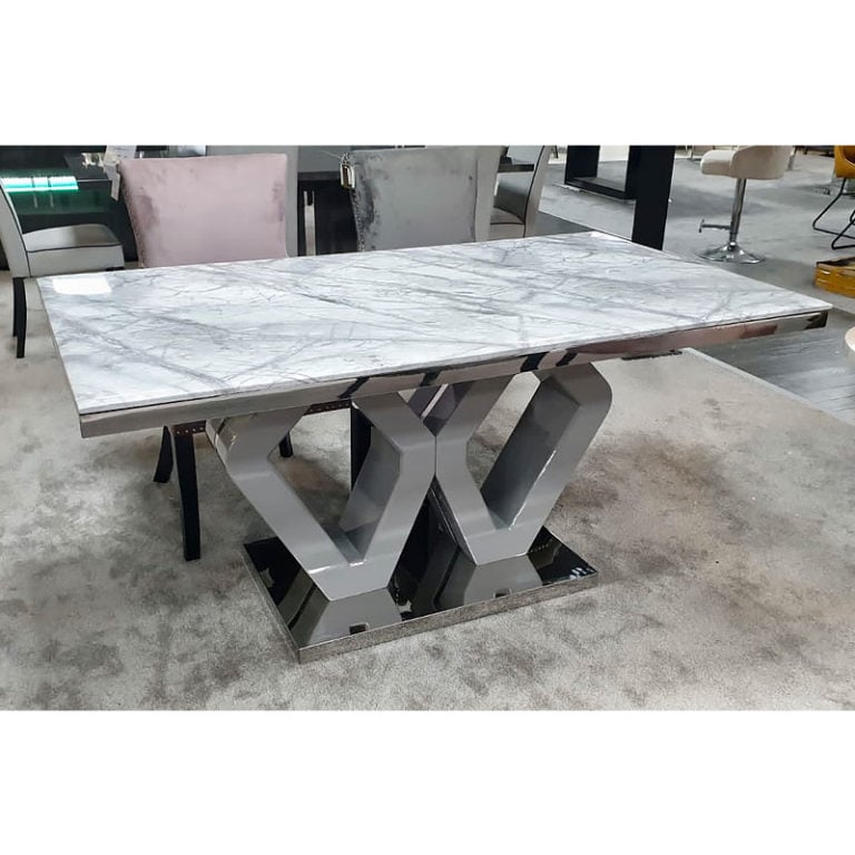 Camilla Grey Marble Top Dining Table With A High Gloss Base Picture
