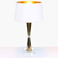 Gold Crystal Table Lamp With Cream White Shade