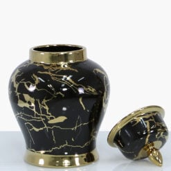 Large Black And Gold Ceramic Ginger Jar Vase Home Decoration 41cm