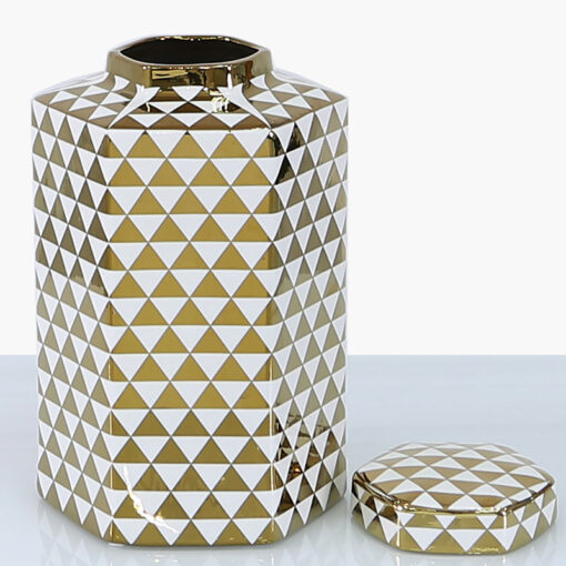 Large White And Gold Ceramic Ginger Jar Vase Home Decoration 30cm