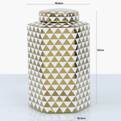 Large White And Gold Ceramic Ginger Jar Vase Home Decoration 30cm