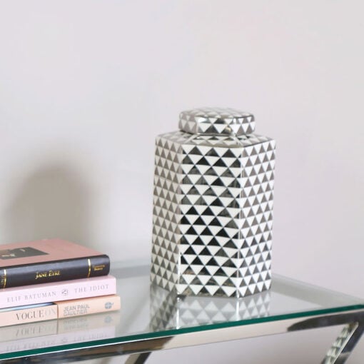 Large White And Silver Ceramic Ginger Jar Vase Home Decoration 30cm