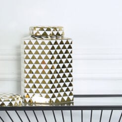 Medium White And Gold Ceramic Ginger Jar Vase Home Decoration 24cm