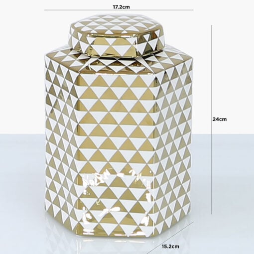 Medium White And Gold Ceramic Ginger Jar Vase Home Decoration 24cm