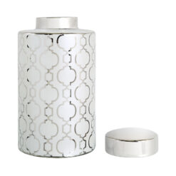 Sahara Large Grey And Silver Round Ceramic Ginger Jar Vase 30cm
