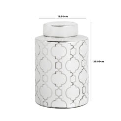 Sahara Medium Grey And Silver Round Ceramic Ginger Jar Vase 20cm