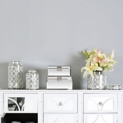 White And Silver Ceramic Ginger Jar Vase Home Decoration 20cm