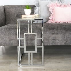 Geo Chrome And Glass Sofa Table Laptop Table Side End Table