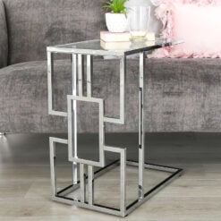 Geo Chrome And Glass Sofa Table Laptop Table Side End Table