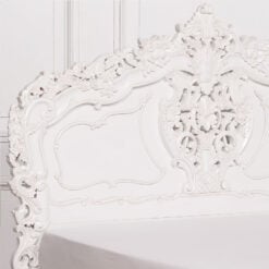 Louis French Country House Rococo Carved White Mahogany Double Bed