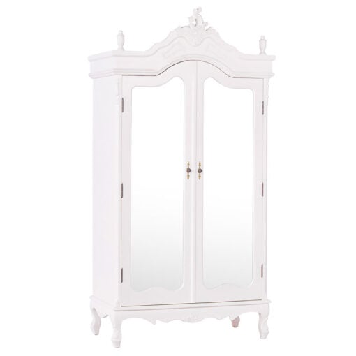 Louis French Style Country House Rococo Cream Mirrored Full Wardrobe