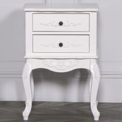 Louis French Style Country House Rococo Hardwood White Bedside Cabinet