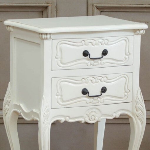 Louis French Style Country House Rococo Mahogany White Bedside Cabinet