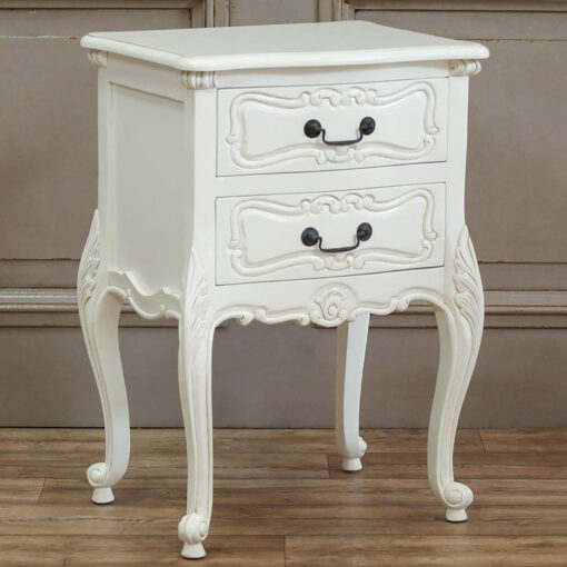 Louis French Style Country House Rococo Mahogany White Bedside Cabinet