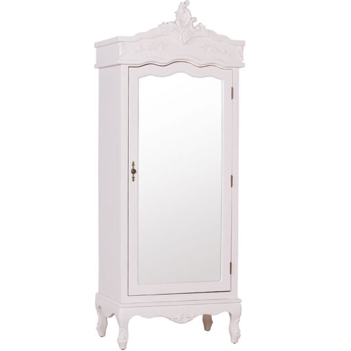 Louis French Style Country House Rococo Cream Mirrored Door Wardrobe