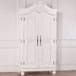 Louis French Style Country House Rococo White Carved Mahogany Wardrobe